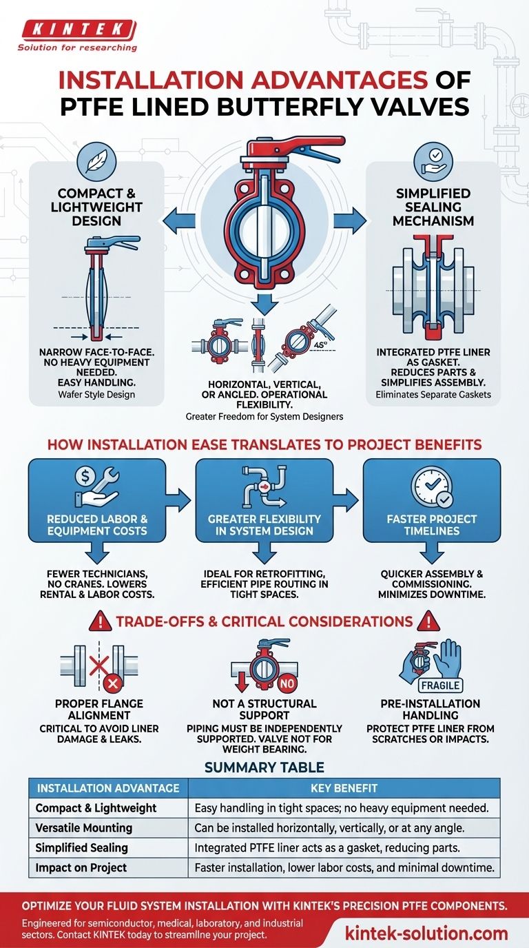 Quali sono i vantaggi di installazione delle valvole a farfalla rivestite in PTFE? Semplifica l'installazione e risparmia sui costi Guida Visiva
