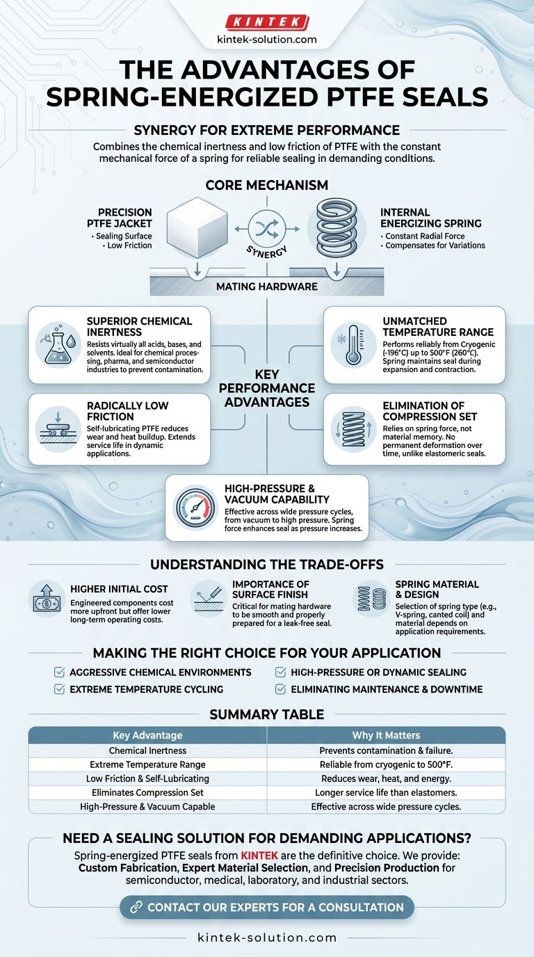 Was sind die Vorteile von federaktivierten PTFE-Dichtungen? Erzielen Sie eine überlegene Abdichtung unter extremen Bedingungen Visuelle Anleitung