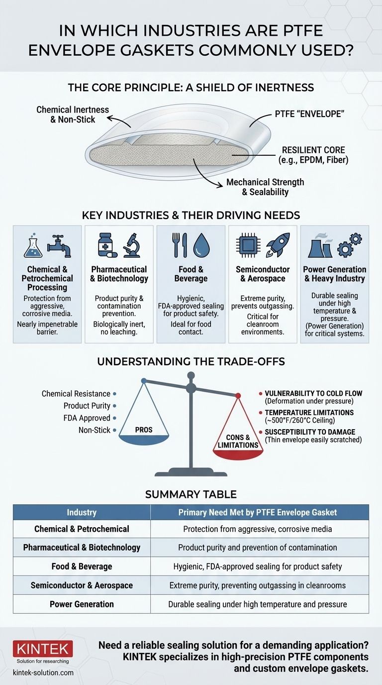 Em que indústrias as juntas de envelope de PTFE são comumente usadas? Um guia para resistência química e pureza Guia Visual