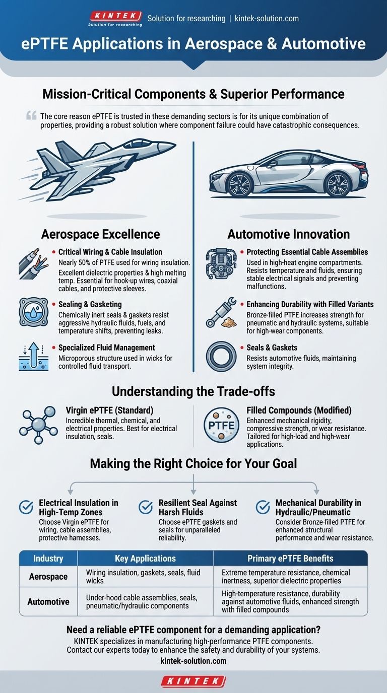 Quali sono alcuni esempi di applicazioni dell'ePTFE nelle industrie aerospaziale e automobilistica? Componenti critici per ambienti estremi Guida Visiva