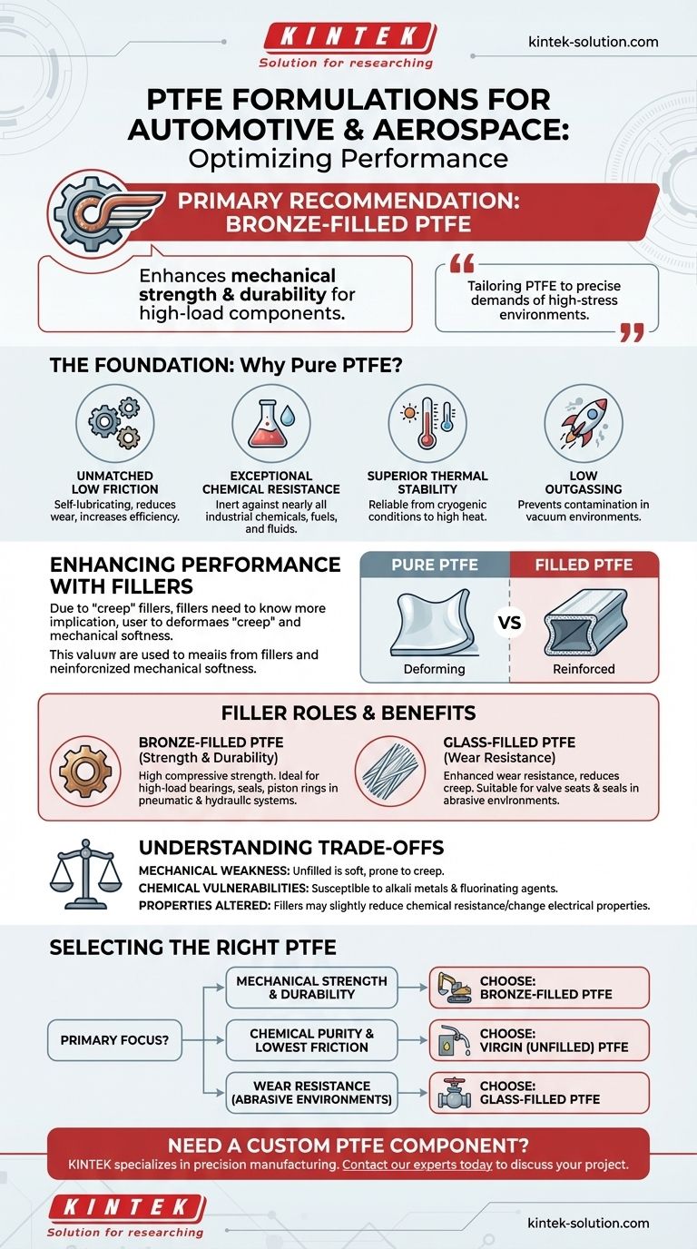 推荐用于汽车和航空航天应用的 PTFE 配方有哪些？为什么？请重点介绍青铜填充 PTFE。 图解指南