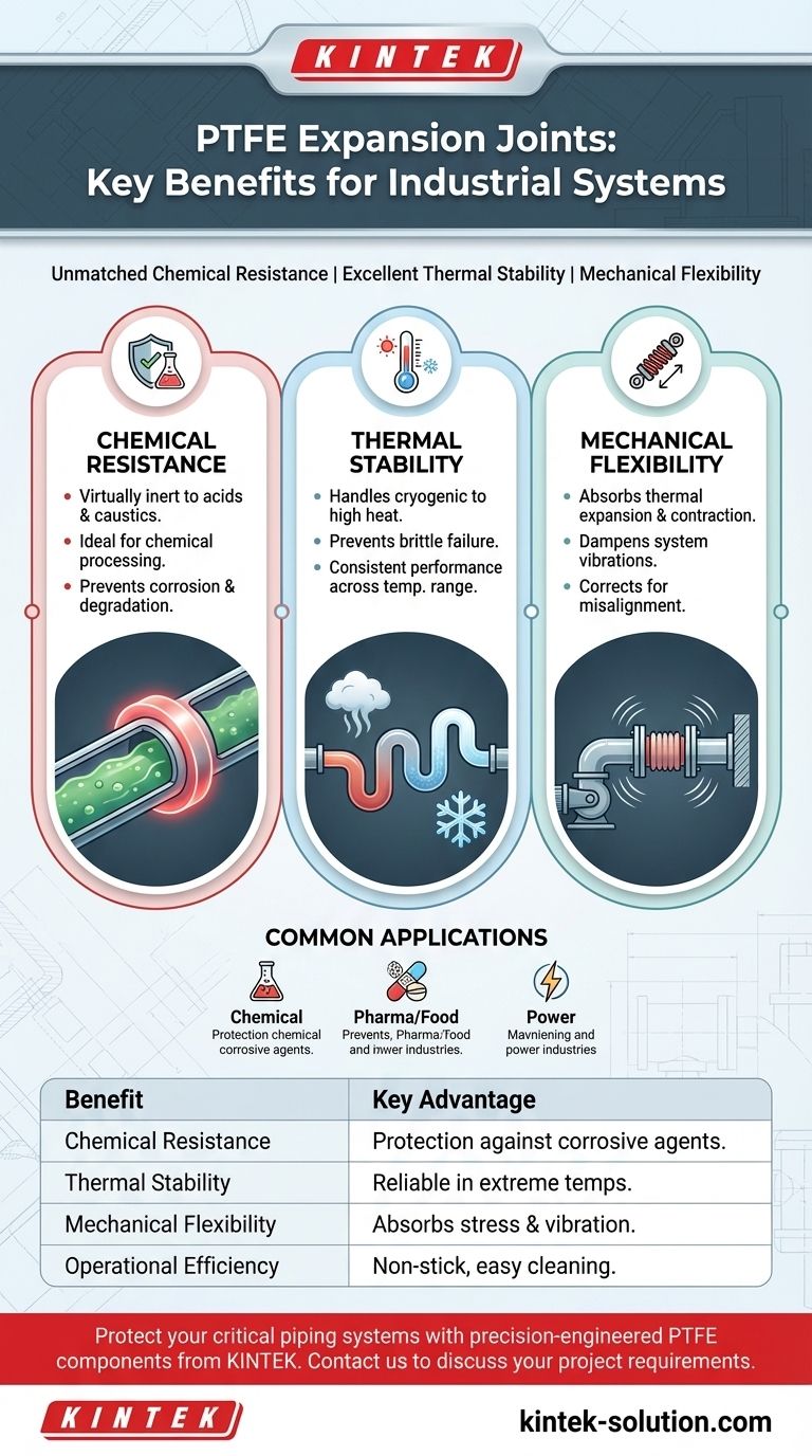 ¿Qué beneficios generales proporcionan las juntas de expansión de PTFE a los sistemas industriales? Mejorar la fiabilidad y longevidad del sistema Guía Visual