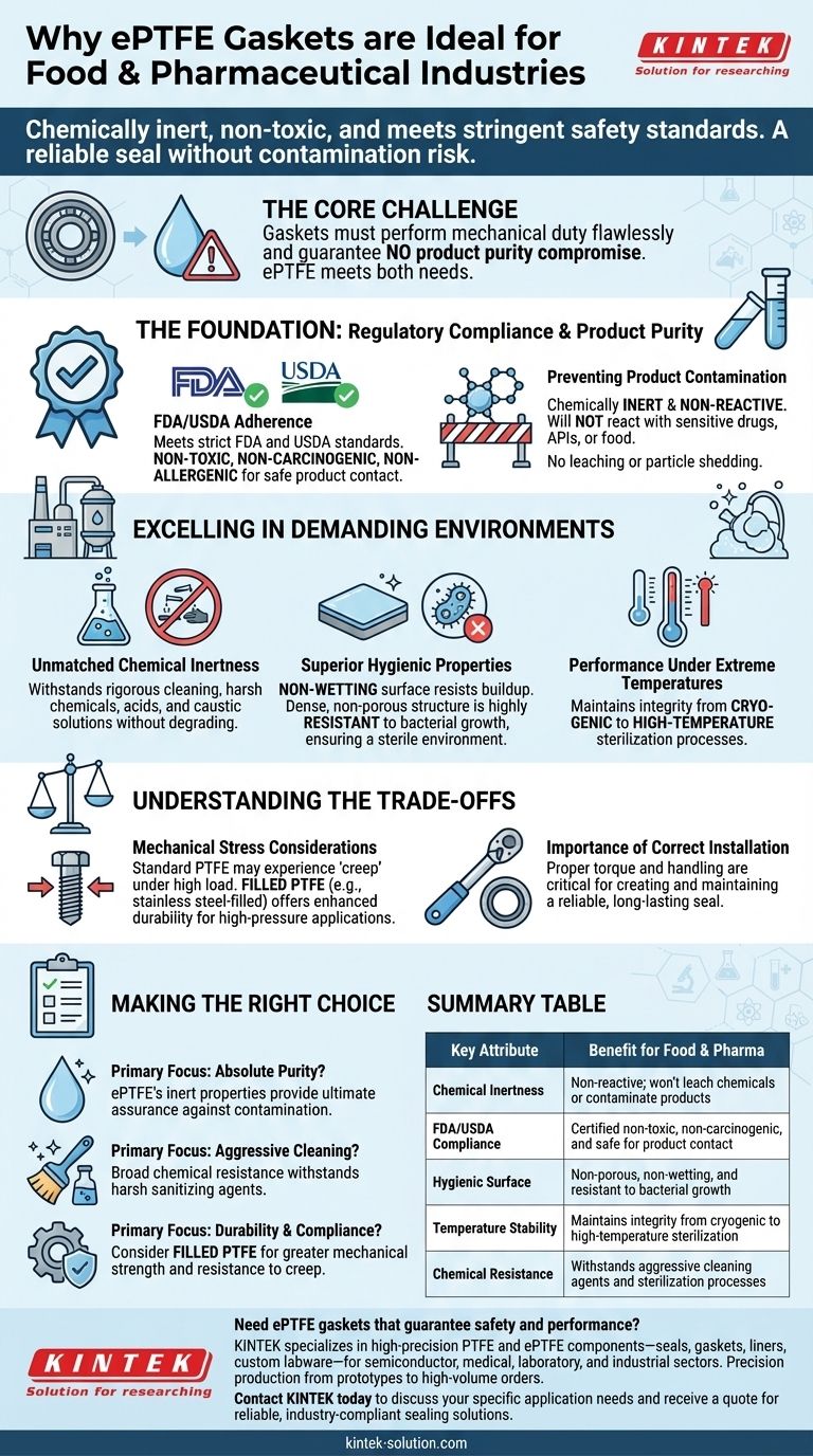 Why are ePTFE gaskets suitable for food and pharmaceutical industries? Ensure Product Purity and Compliance Visual Guide