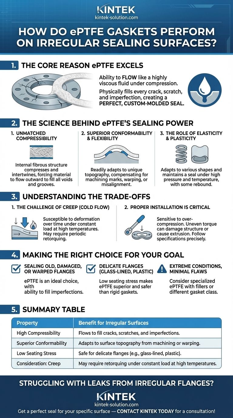 Como se comportam as juntas de ePTFE em superfícies de vedação irregulares? Solucionando Vazamentos em Flanges Danificados ou Empenados Guia Visual