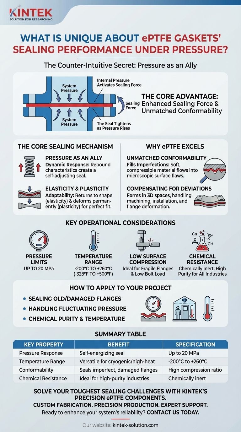 Cosa c'è di unico nelle prestazioni di tenuta delle guarnizioni in ePTFE sotto pressione? Guarnizioni Auto-Energizzanti Che Si Stringono Sotto Pressione Guida Visiva