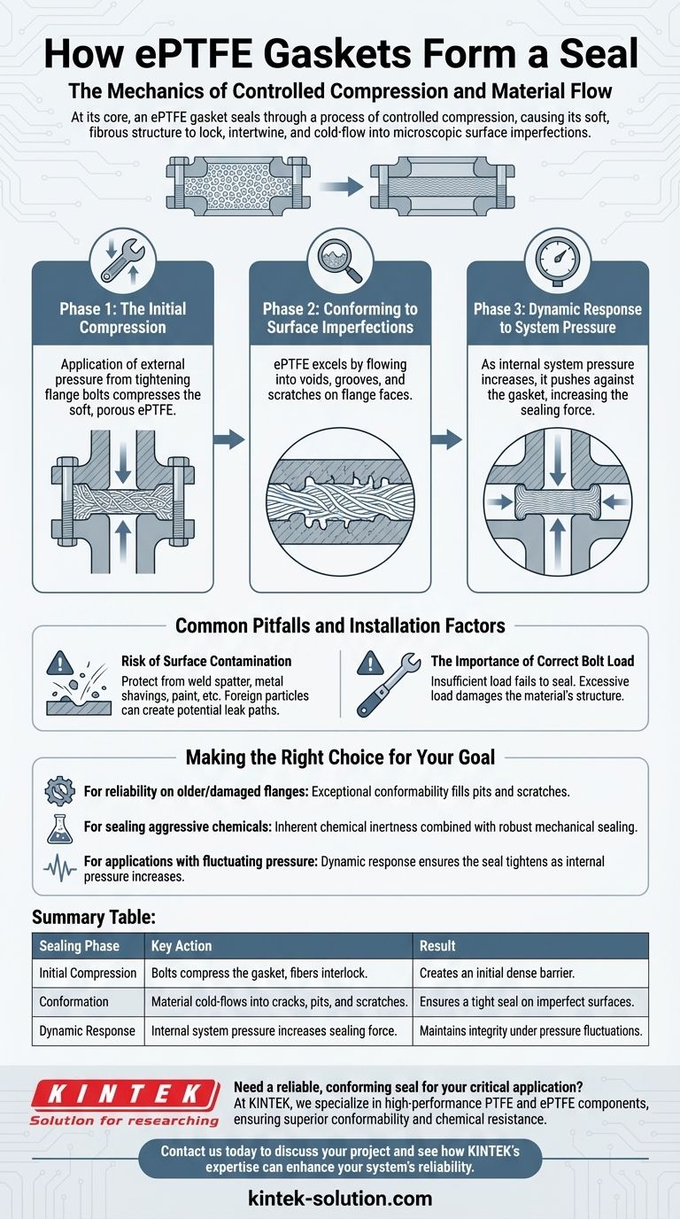 Como as gaxetas de ePTFE formam uma vedação quando instaladas? Fluindo para Criar uma Vedação Perfeita Guia Visual