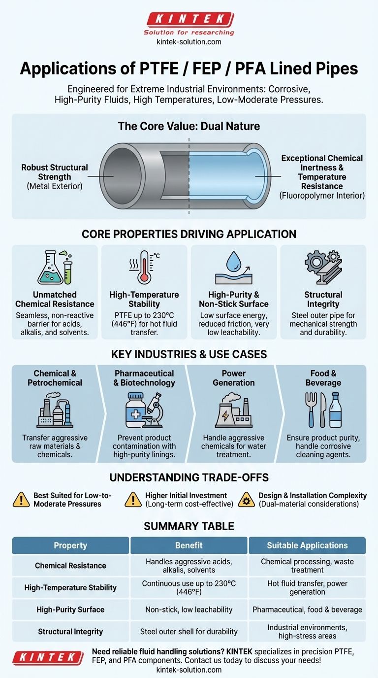 Für welche Arten von Anwendungen sind PTFE-/FEP-/PFA-ausgekleidete Rohre geeignet? Sicherer Umgang mit extrem korrosiven Flüssigkeiten Visuelle Anleitung