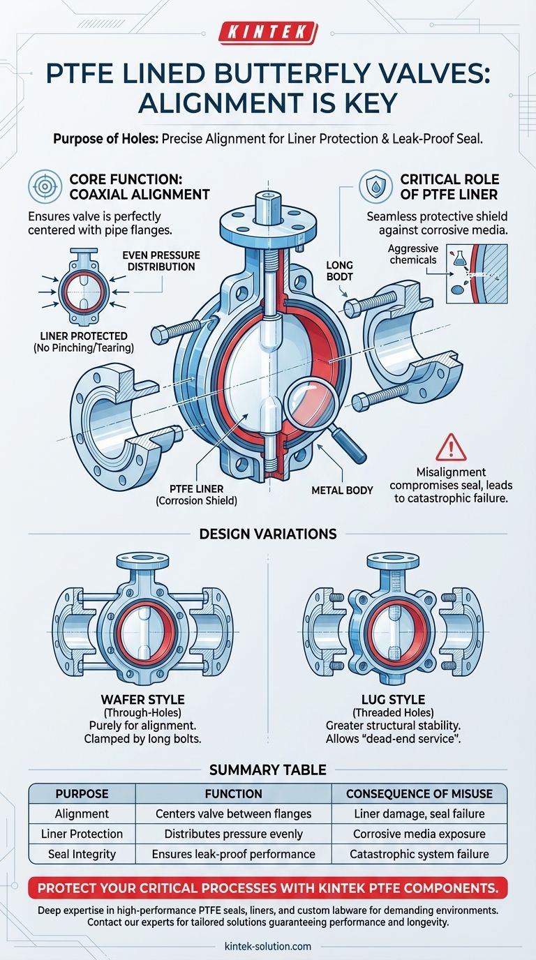 Qual é o propósito dos furos nas válvulas borboleta revestidas com PTFE? Garanta o Alinhamento Perfeito para Vedação à Prova de Vazamento Guia Visual