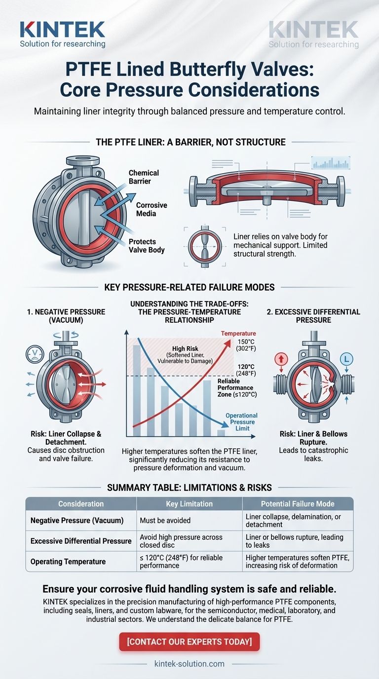 Quais considerações de pressão se aplicam às válvulas borboleta revestidas com PTFE? Evite a Falha do Revestimento e Garanta uma Operação Segura Guia Visual