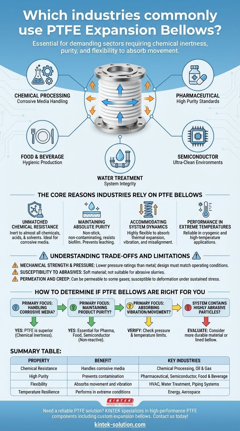 Quali settori utilizzano comunemente i soffioni di dilatazione in PTFE? Risolvi le tue sfide critiche chimiche e di purezza Guida Visiva