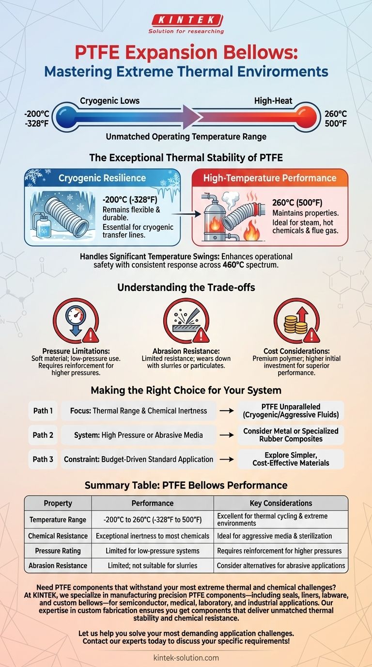 Какой температурный диапазон выдерживают сильфоны из ПТФЭ? Выдерживают экстремальные температуры от -200°C до 260°C Визуальное руководство