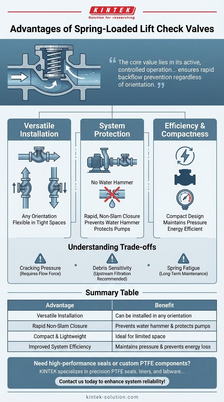 Quais são as vantagens das válvulas de retenção com mola (spring-loaded lift check valves)? Obtenha uma Prevenção de Refluxo Confiável e Sem Pancadas (Non-Slam) Guia Visual