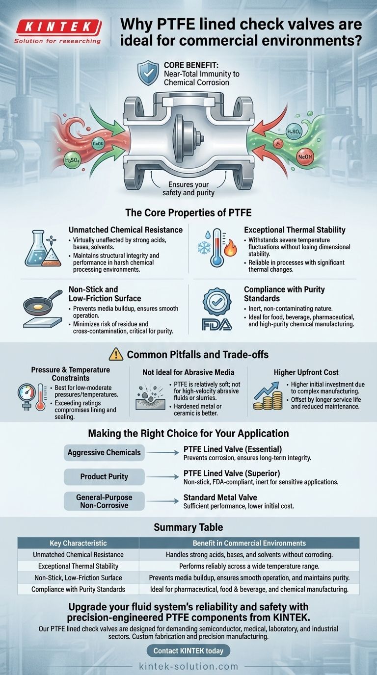 لماذا تعتبر صمامات الفحص المبطنة بـ PTFE مثالية للبيئات التجارية؟ ضمان سلامة النظام في التطبيقات المسببة للتآكل دليل مرئي