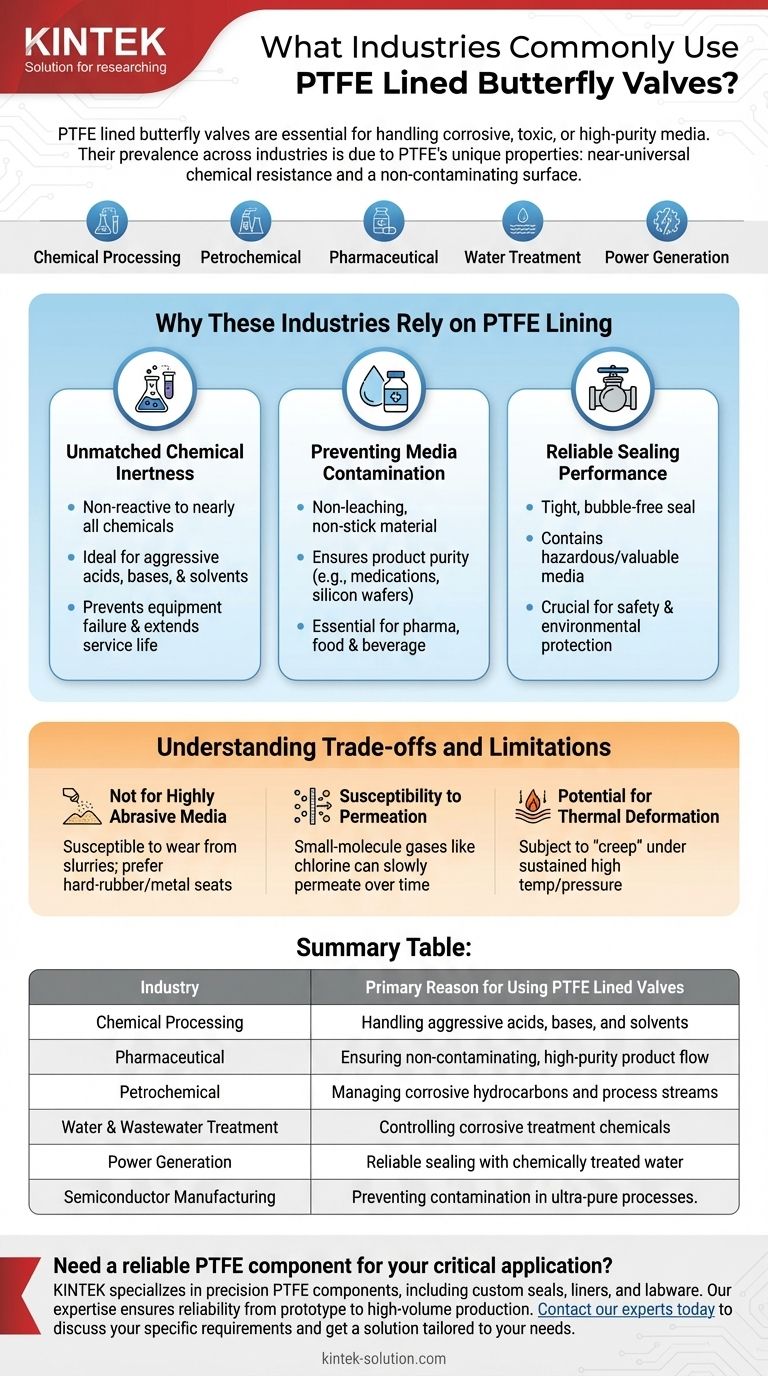 Quais indústrias usam comumente válvulas borboleta revestidas com PTFE? Essencial para Aplicações Corrosivas e de Alta Pureza Guia Visual