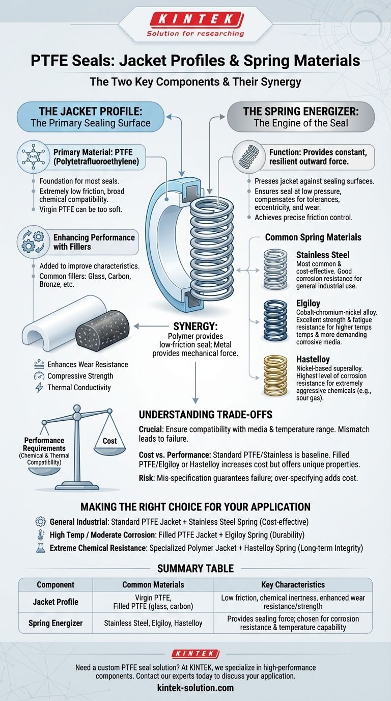 What materials are used for jacket profiles and springs in PTFE seals? A Guide to Material Selection Visual Guide
