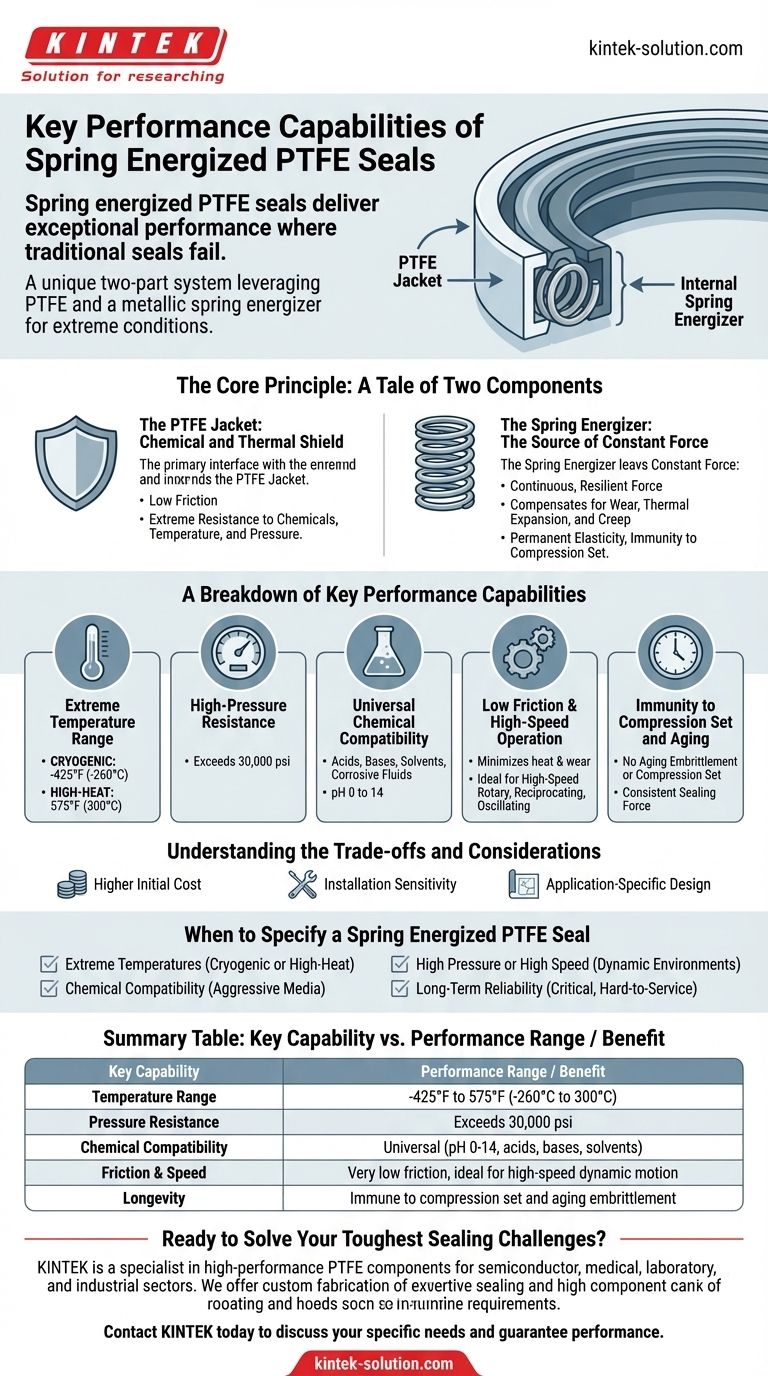 Quais são as principais capacidades de desempenho das vedações de PTFE energizadas por mola? Conquiste Ambientes Extremos Guia Visual