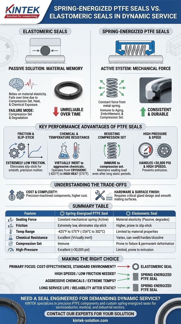 Comment les joints en PTFE à ressort se comparent-ils aux joints élastomères en service dynamique ? Performance supérieure dans des conditions extrêmes Guide Visuel