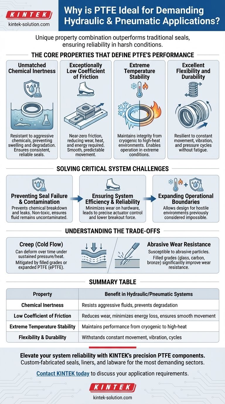 Perché il PTFE è considerato un materiale ideale per applicazioni idrauliche e pneumatiche esigenti? Garantire prestazioni di tenuta e affidabilità superiori Guida Visiva