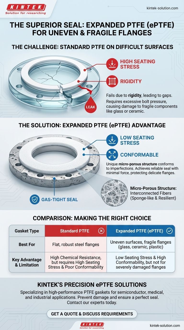 哪种类型的PTFE垫片更适合不平整的表面或易碎的法兰？使用ePTFE，自信密封 图解指南