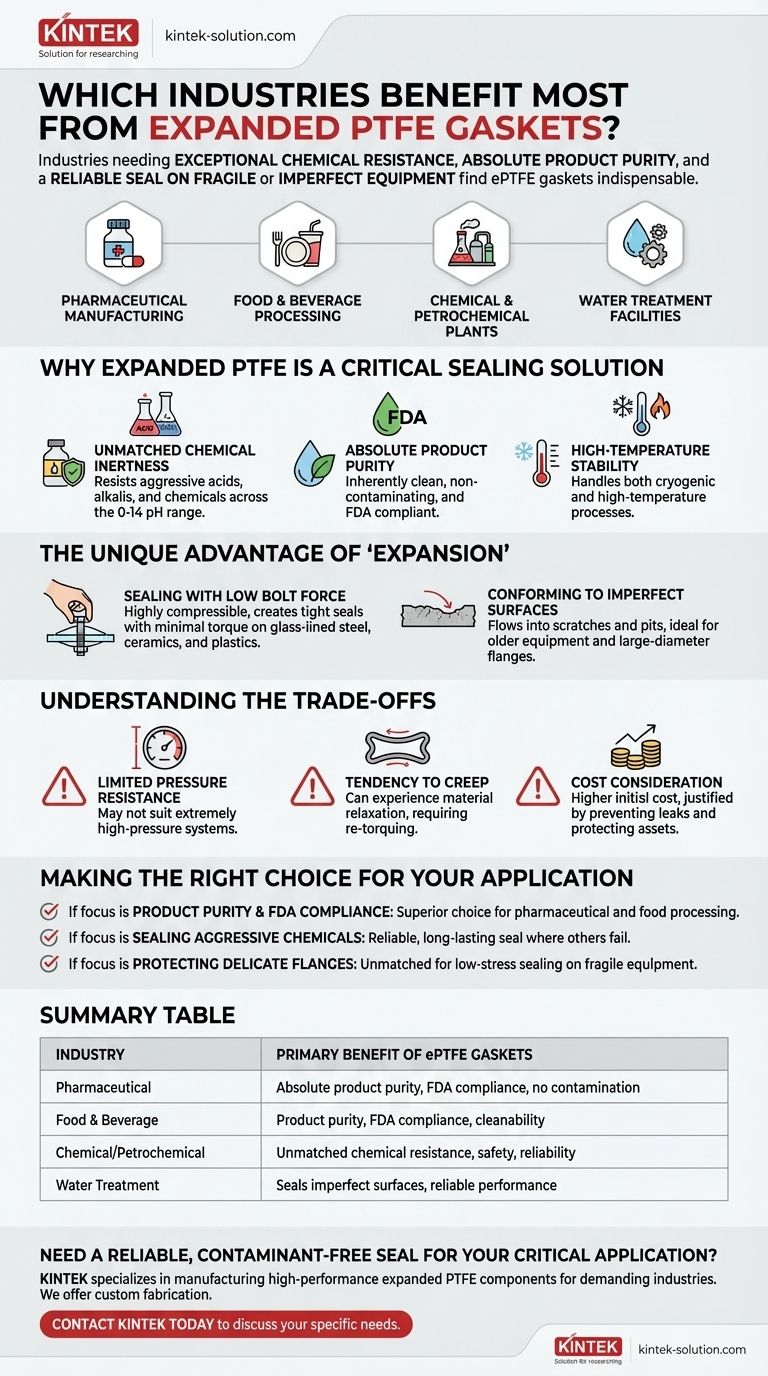 Which industries benefit most from expanded PTFE gaskets? Ensure Purity and Protect Equipment Visual Guide