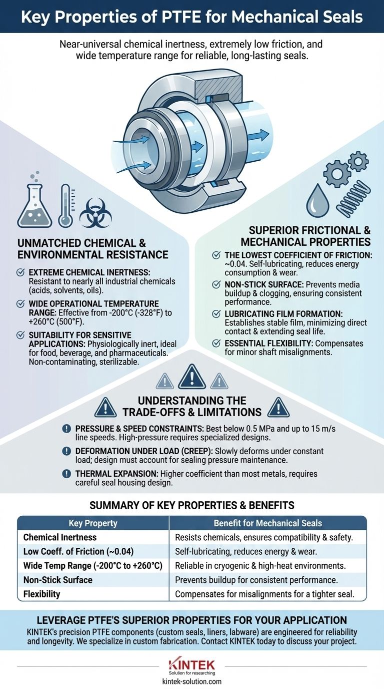 Quais são as propriedades chave do PTFE que o tornam adequado para selos mecânicos? Desbloqueie um Desempenho de Vedação Superior Guia Visual