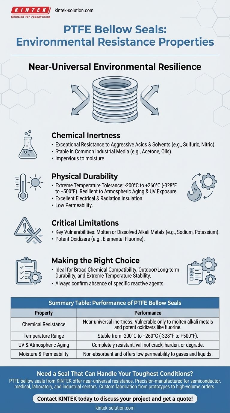 Quais propriedades de resistência ambiental os foles de PTFE possuem? Resistem a produtos químicos agressivos e temperaturas extremas Guia Visual