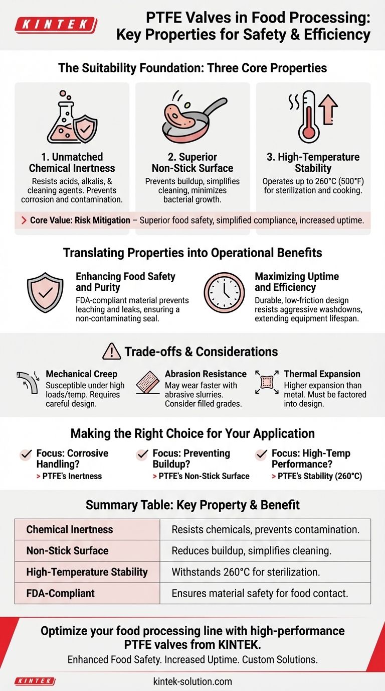 ما هي الخصائص الرئيسية لصمامات PTFE لمعالجة الأغذية؟ ضمان السلامة والنقاء والكفاءة دليل مرئي