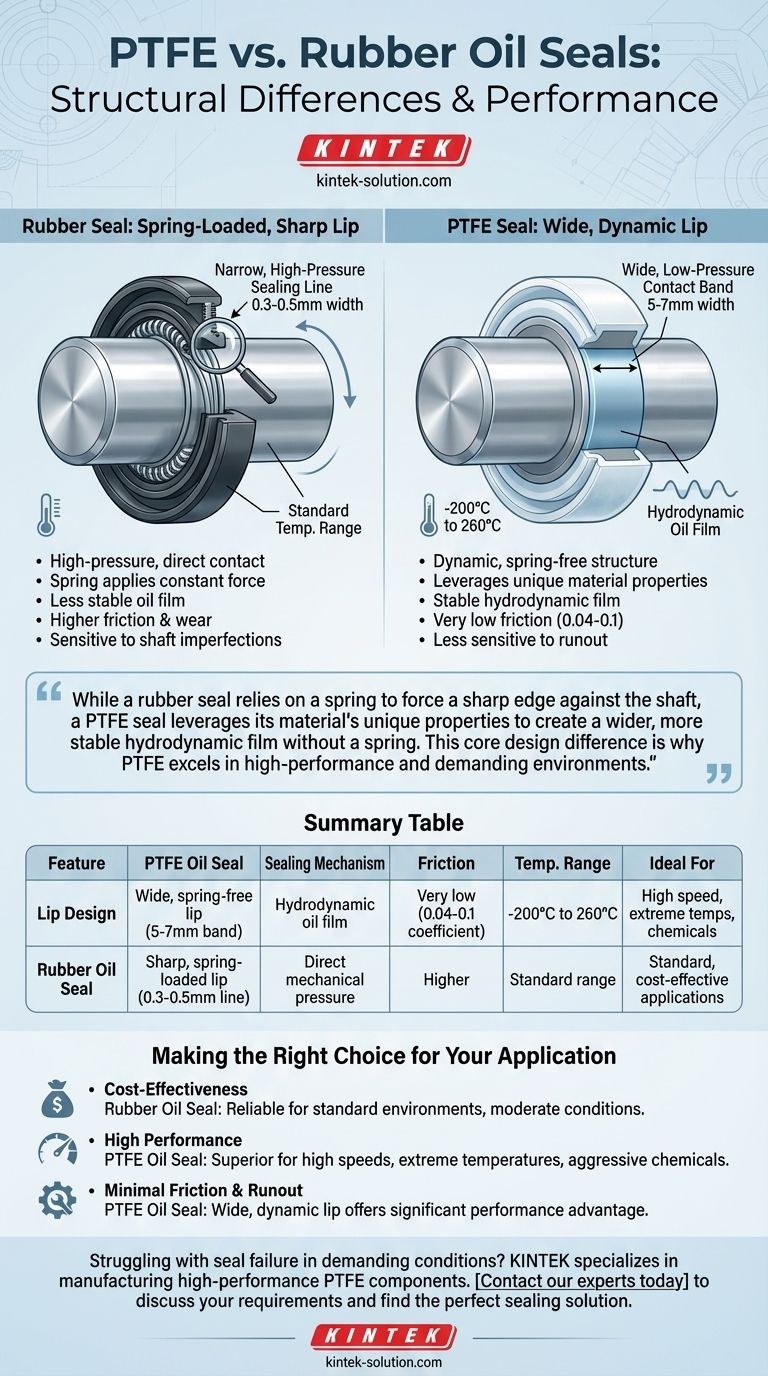 What are the structural differences between PTFE oil seals and rubber oil seals? A Guide to Lip Design & Performance Visual Guide