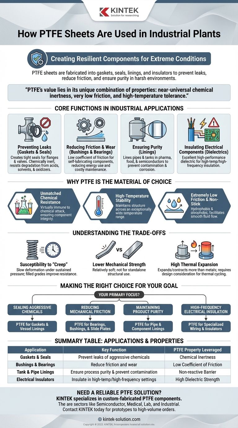 Come vengono utilizzati i fogli di PTFE negli impianti industriali? Risolvere perdite, attrito e contaminazione Guida Visiva