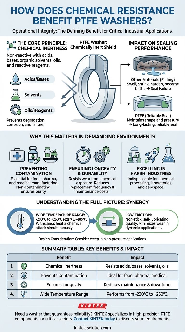 화학적 내성이 PTFE 와셔에 어떤 이점을 제공합니까? 가혹한 환경에서 비교할 수 없는 신뢰성 보장 시각적 가이드