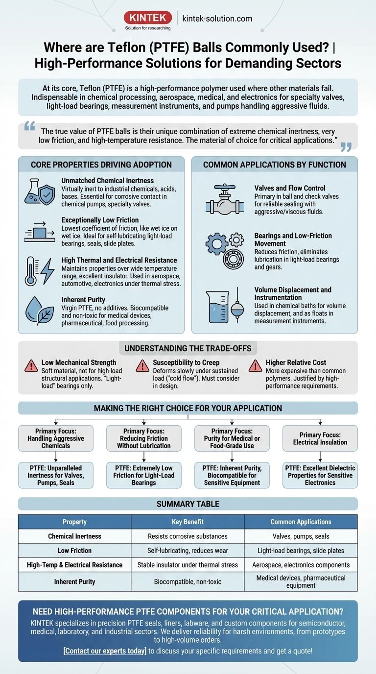 In which industries or applications are Teflon (PTFE) balls commonly used? Essential for Harsh Environments Visual Guide
