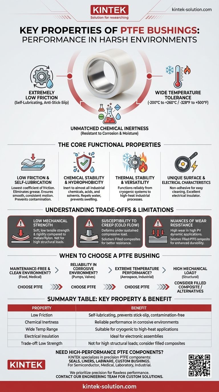 Quais são as principais propriedades dos mancais de PTFE? Desbloqueie Desempenho Superior em Ambientes Hostis Guia Visual