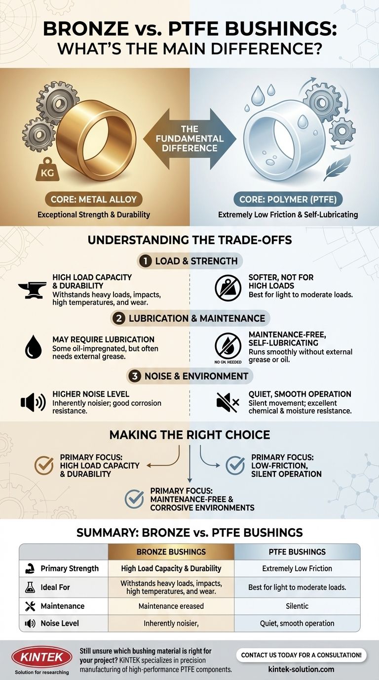 Qual é a principal diferença entre buchas de bronze e de PTFE? Escolha a bucha certa para sua aplicação Guia Visual