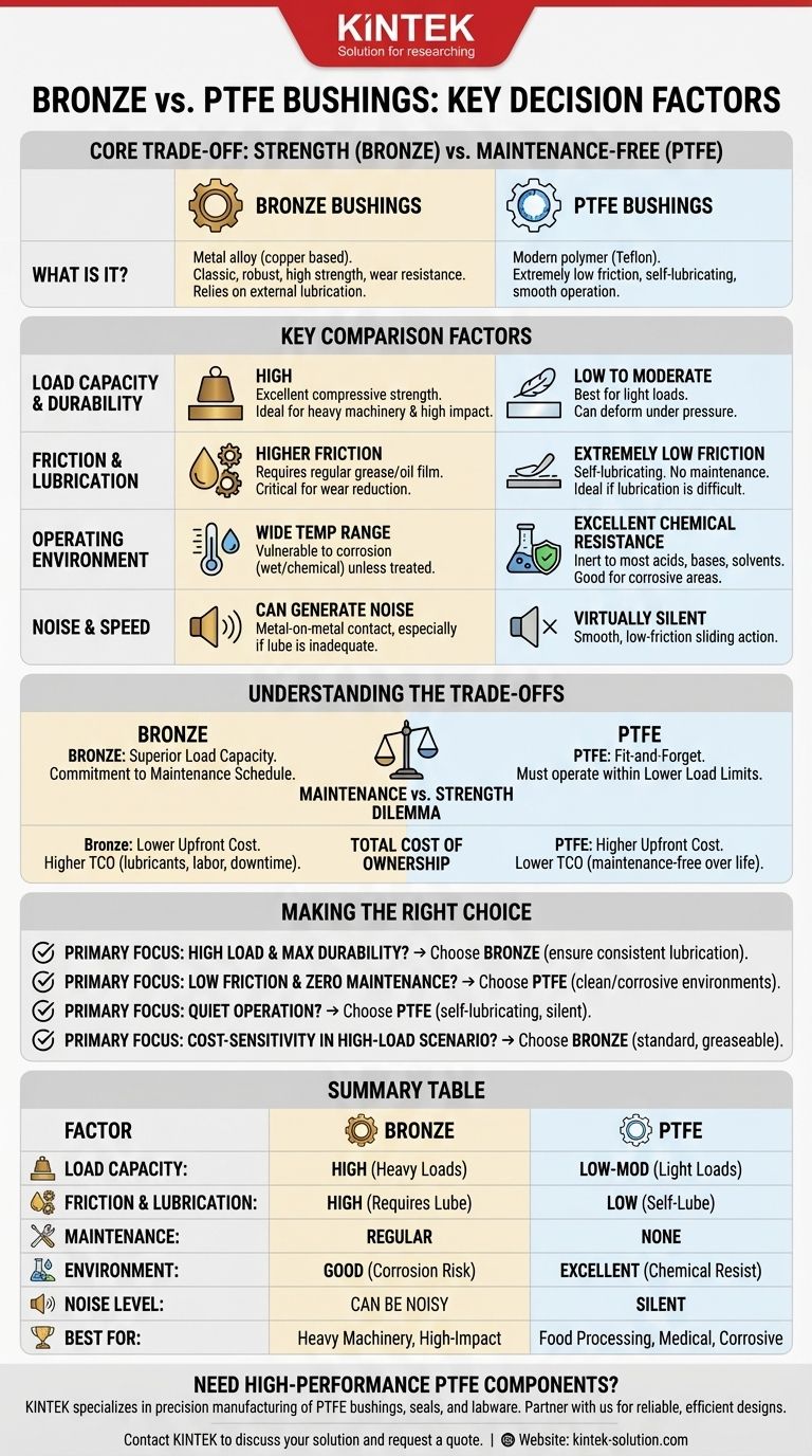 What factors should be considered when choosing between bronze and PTFE bushings? A Guide to Optimal Bearing Performance Visual Guide