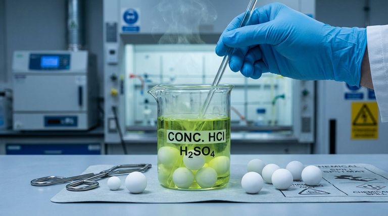 Por que as esferas de PTFE são preferidas para manusear produtos químicos corrosivos como ácido clorídrico ou ácido sulfúrico? Garanta Resistência Química Incomparável