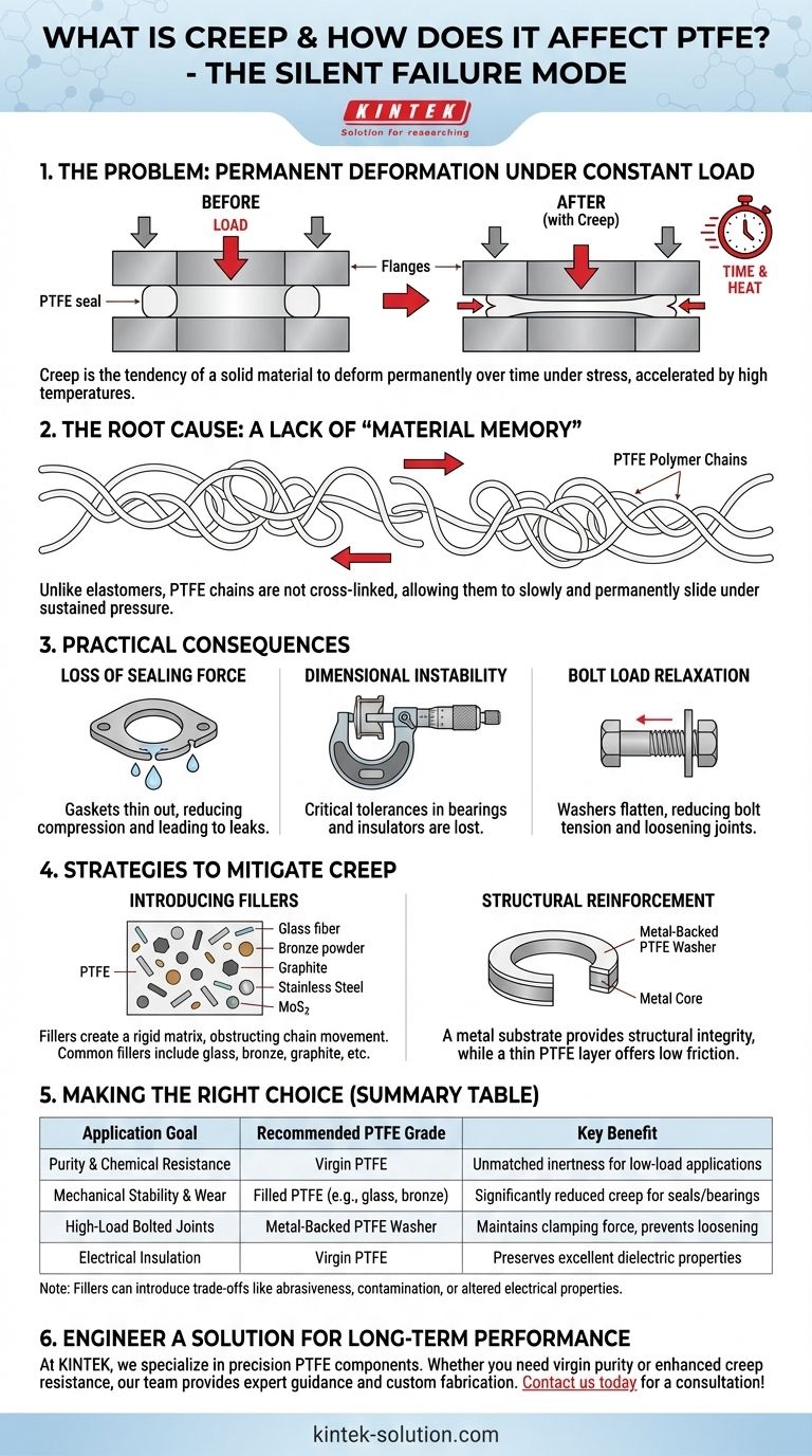 ما هو الزحف وكيف يؤثر على PTFE؟ ضمان الموثوقية طويلة الأمد لمكوناتك دليل مرئي