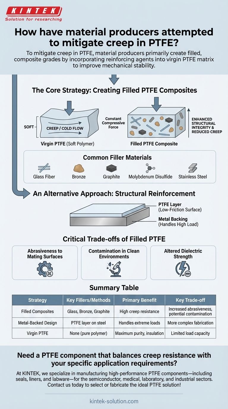 كيف حاول منتجو المواد التخفيف من الزحف في مادة PTFE؟ اكتشف أفضل الاستراتيجيات لتطبيقك دليل مرئي