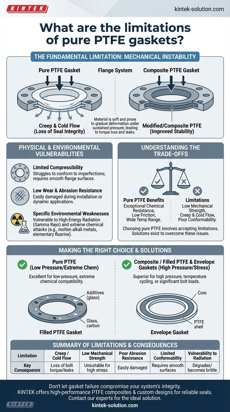 ما هي حدود حشيات PTFE النقية؟ التغلب على التدفق البارد والضعف الميكانيكي دليل مرئي