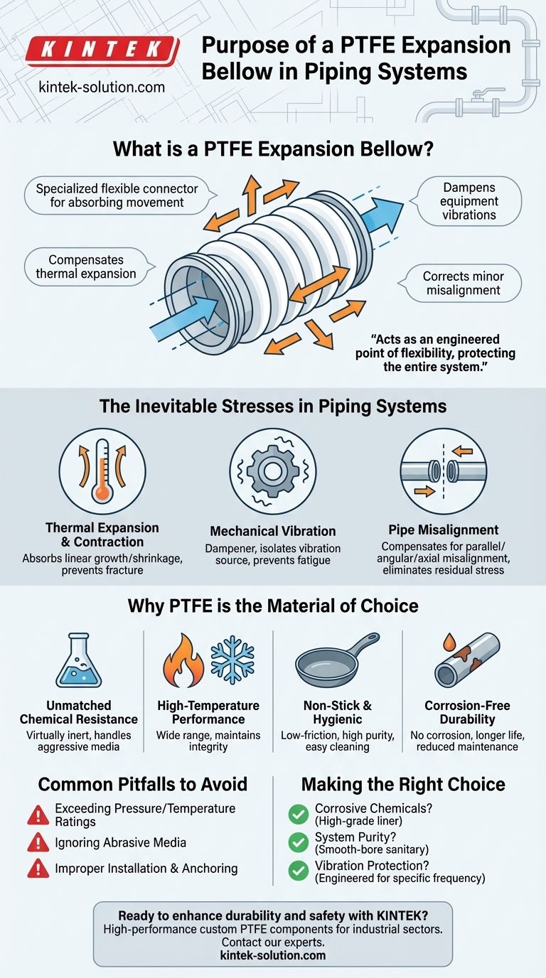 Qual é o propósito de um fole de expansão de PTFE em sistemas de tubulação? Proteja Seu Sistema Contra Estresse e Falha Guia Visual