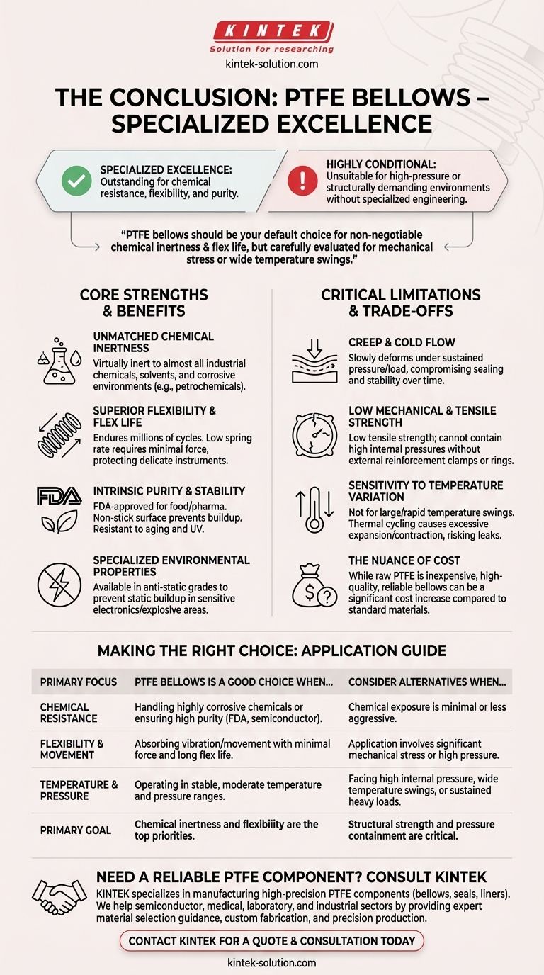 ¿Cuál es la conclusión sobre los fuelles de PTFE como opción de material? Priorizar la inercia química y la flexibilidad Guía Visual