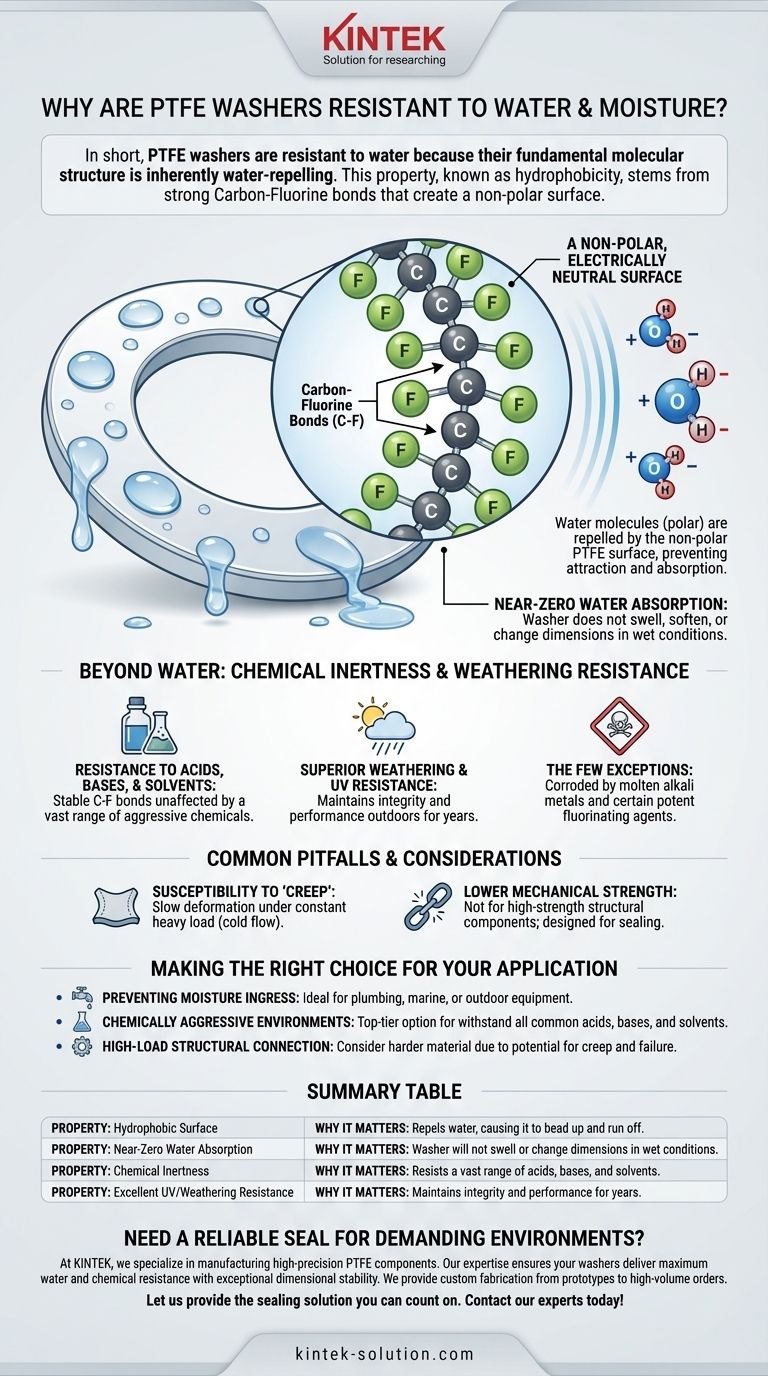 PTFE 와셔는 왜 물과 습기에 강할까요? 소수성 밀봉의 힘을 해독하다 시각적 가이드
