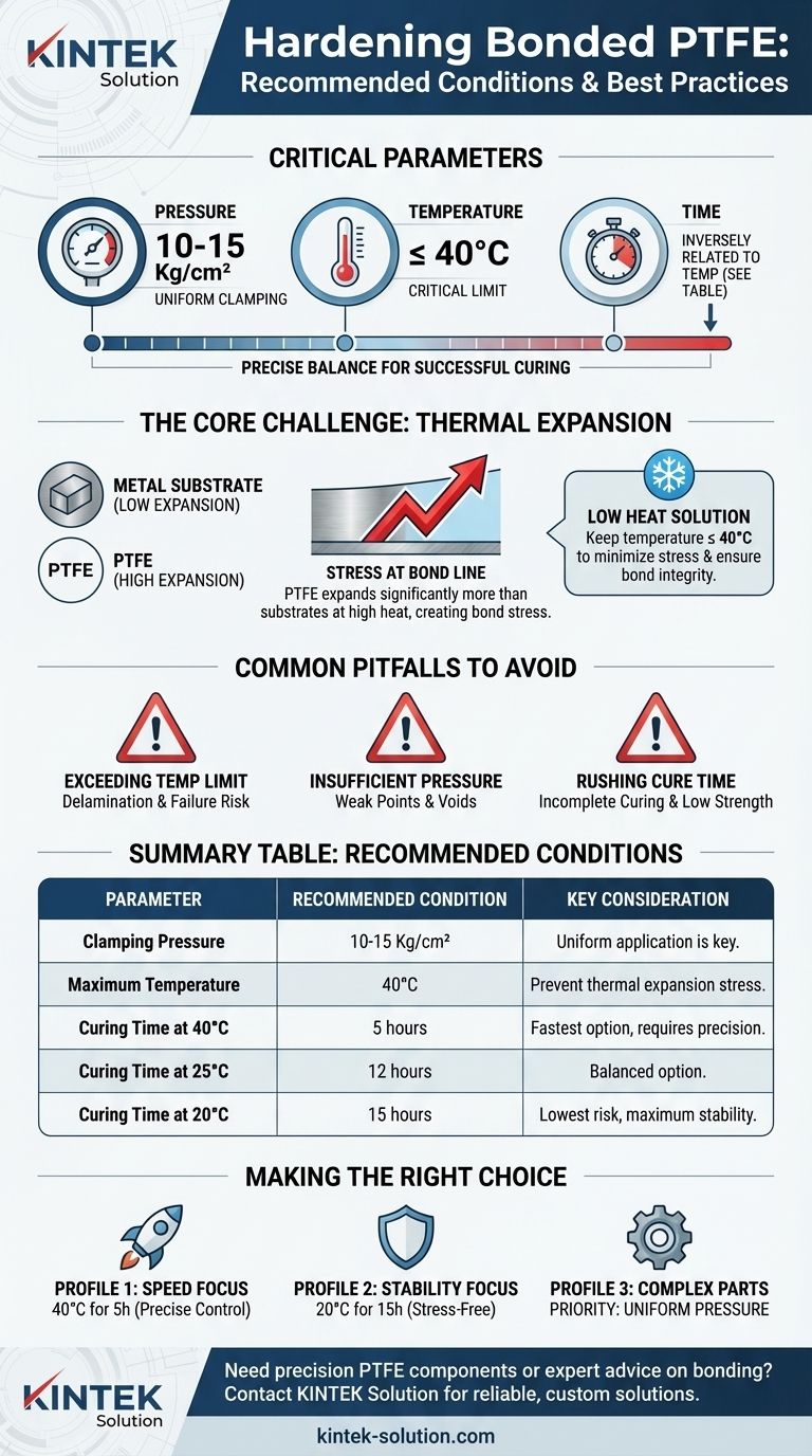 ¿Cuáles son las condiciones recomendadas para el endurecimiento del PTFE adherido? Lograr una unión fuerte y sin tensiones Guía Visual