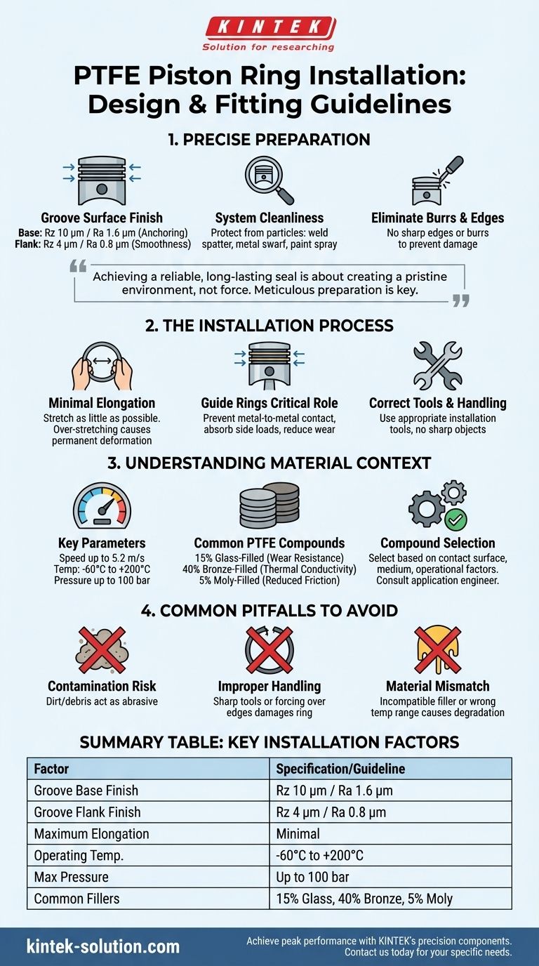 Quali sono le linee guida di progettazione e montaggio per l'installazione delle fasce elastiche per pistoni in PTFE? Assicurare una tenuta a lunga durata e a prova di perdite Guida Visiva