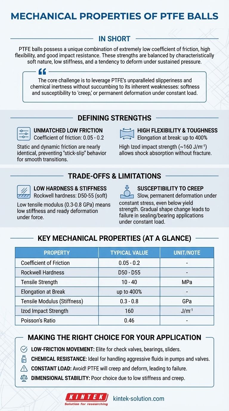 Quais são as propriedades mecânicas das esferas de PTFE? Aproveite o Baixo Atrito e a Resistência Química Guia Visual