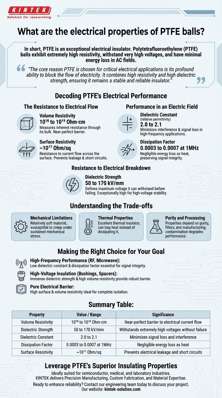 ¿Cuáles son las propiedades eléctricas de las bolas de PTFE? Aislamiento Inigualable para Aplicaciones Exigentes Guía Visual