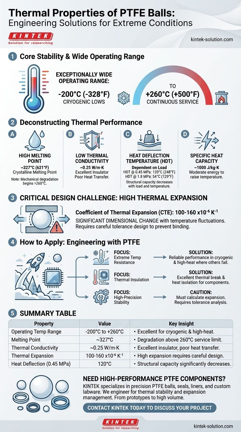 Quelles sont les propriétés thermiques des billes en PTFE ? Débloquez des performances extrêmes en matière de température Guide Visuel