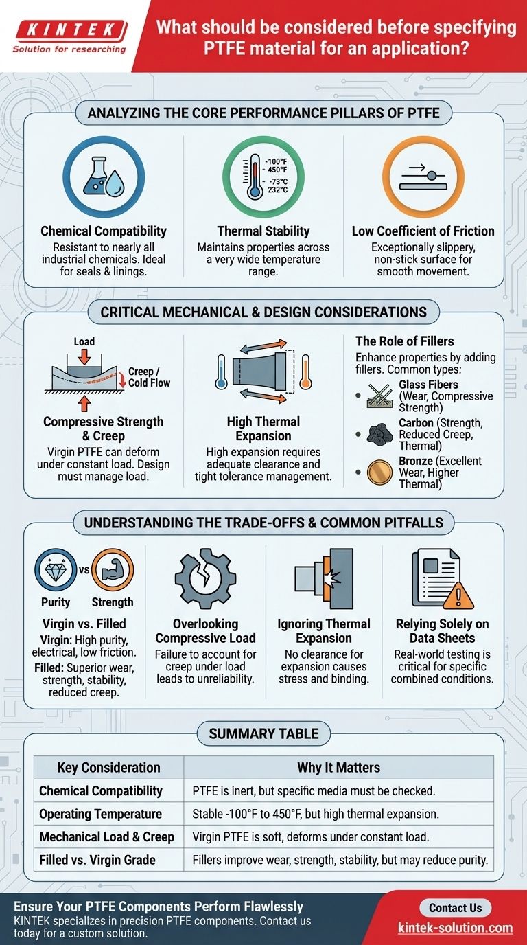 ¿Qué se debe considerar antes de especificar el material PTFE para una aplicación? Evite fallos de diseño costosos Guía Visual