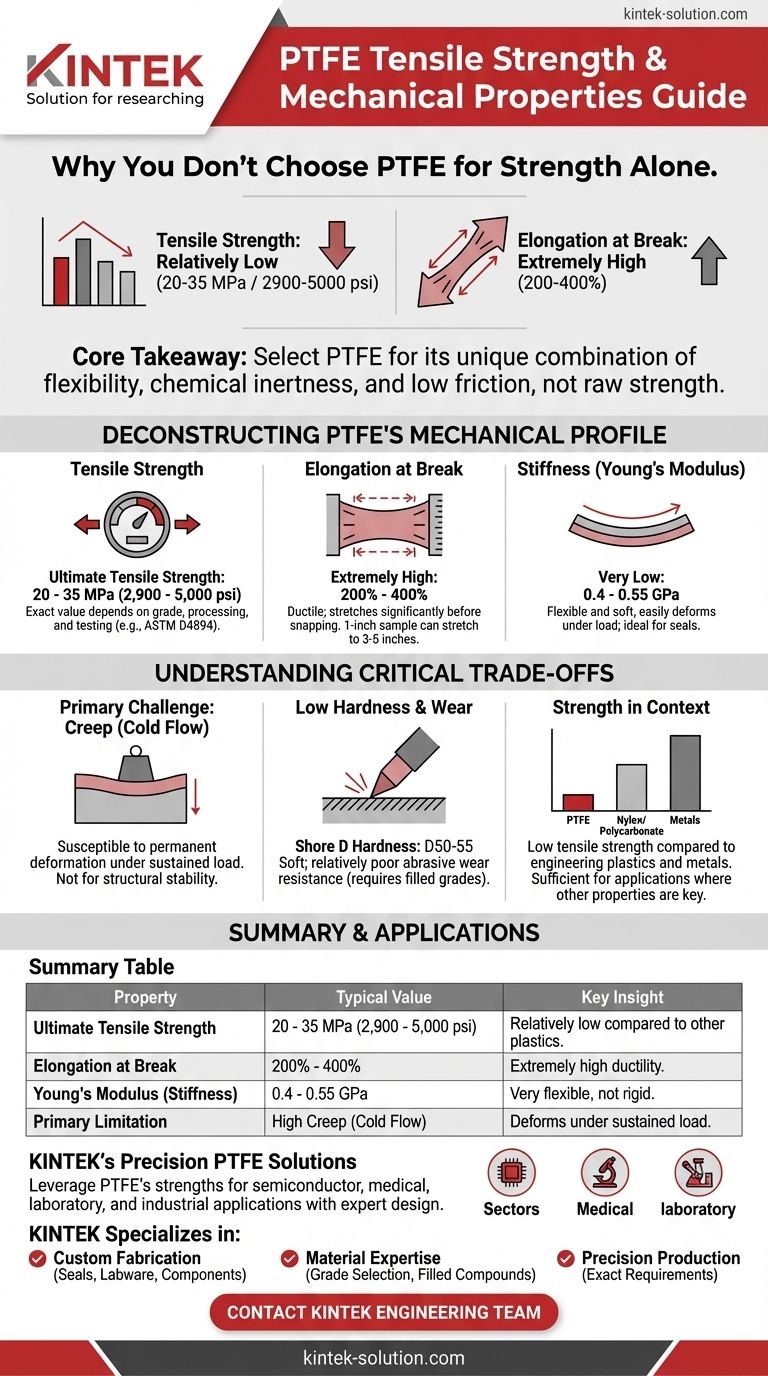 Quais são as propriedades de resistência à tração do PTFE? Alavancando Flexibilidade e Resistência Química Guia Visual