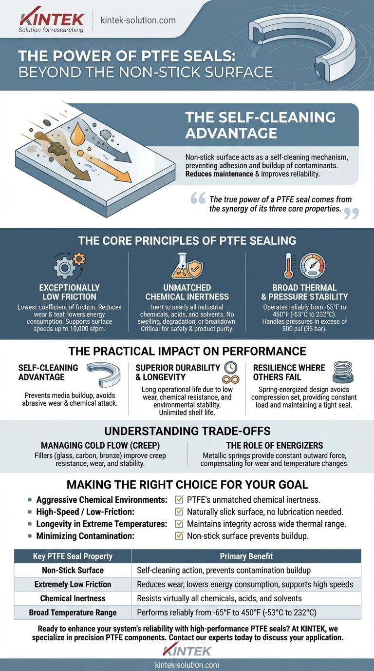 Comment la surface antiadhésive du PTFE profite-t-elle aux joints ? Débloquez les performances d'auto-nettoyage et la fiabilité Guide Visuel