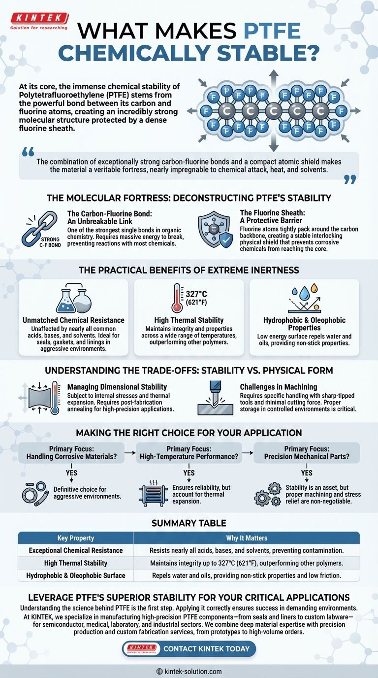 O que torna o PTFE quimicamente estável? Descubra a ciência por trás de sua inércia inigualável Guia Visual